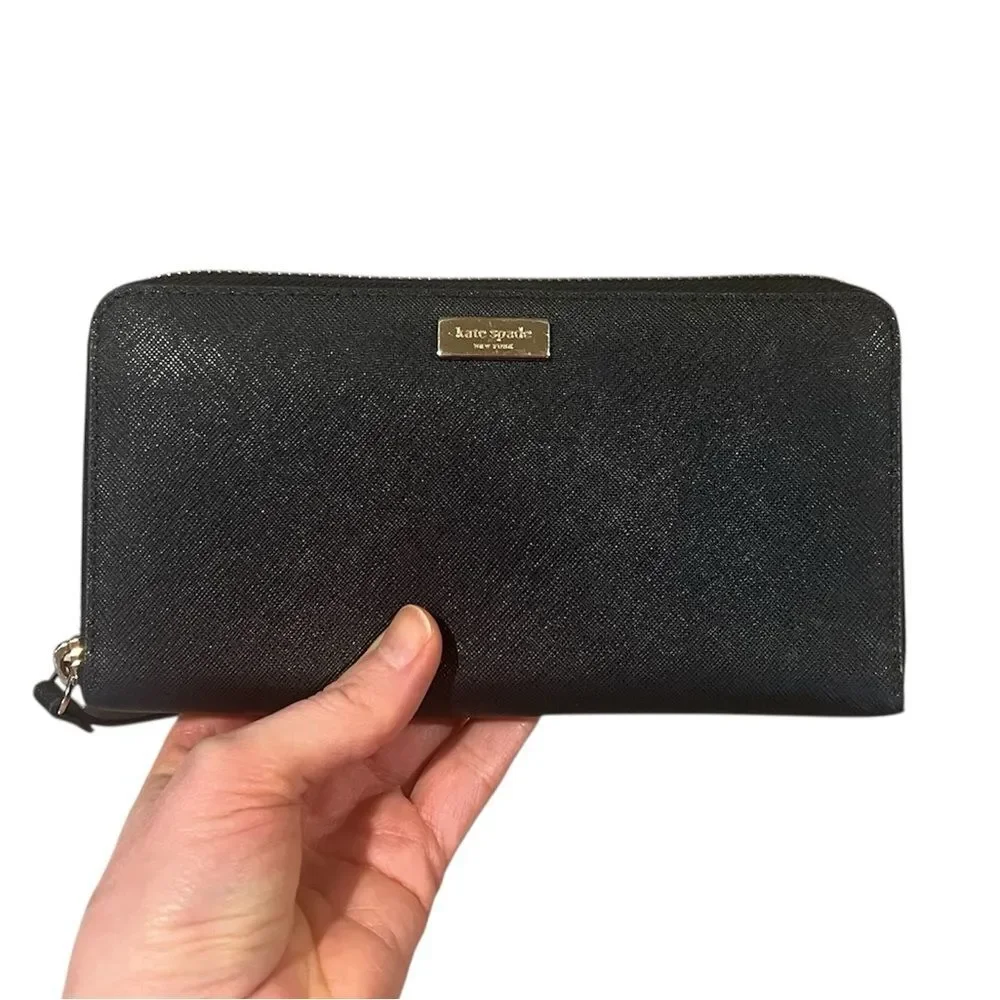 Kate Spade New York Black Continental Large Zip Wallet